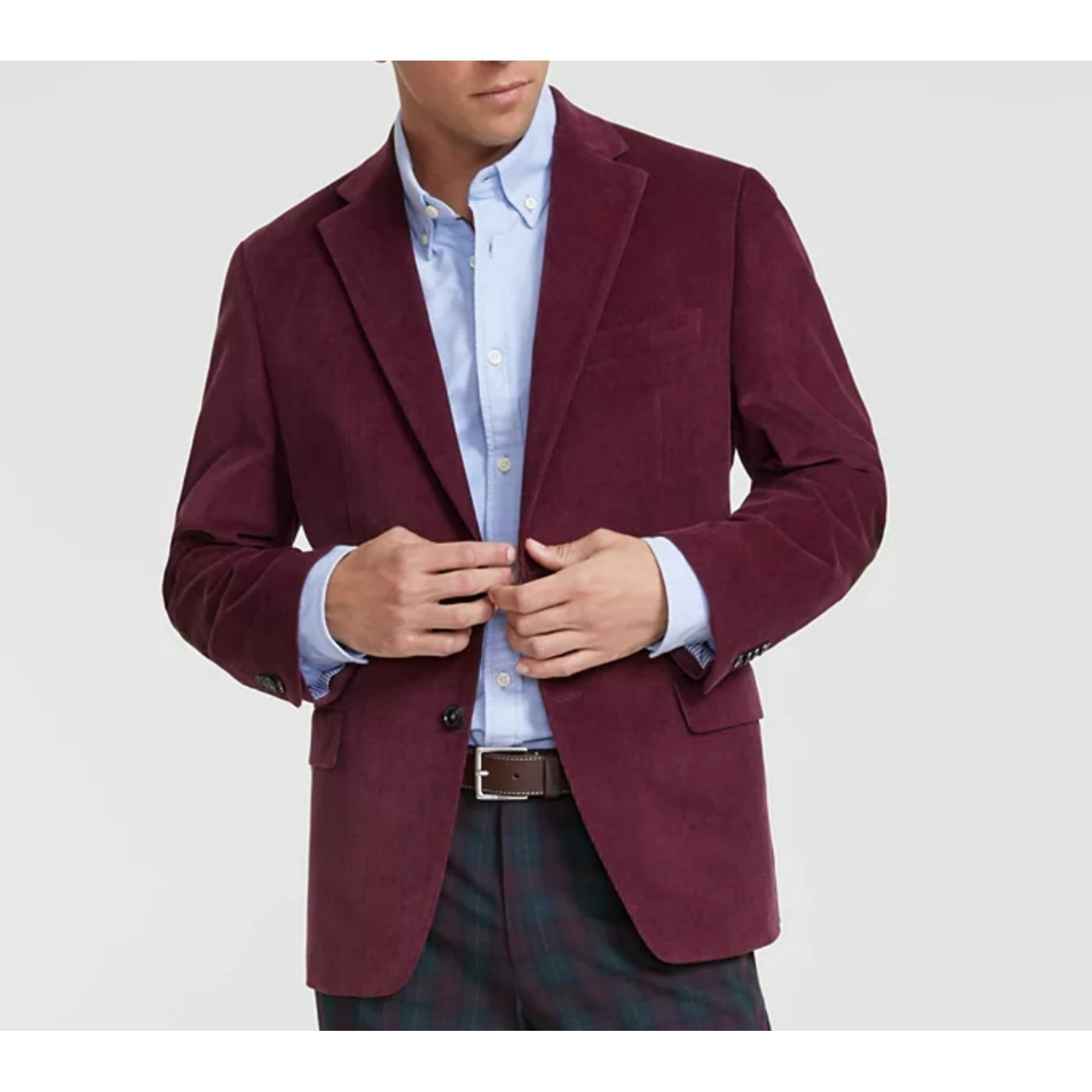 Tommy Hilfiger Mens Modern fit Corduroy Sport Coat Blazer 46 R Burgundy Red