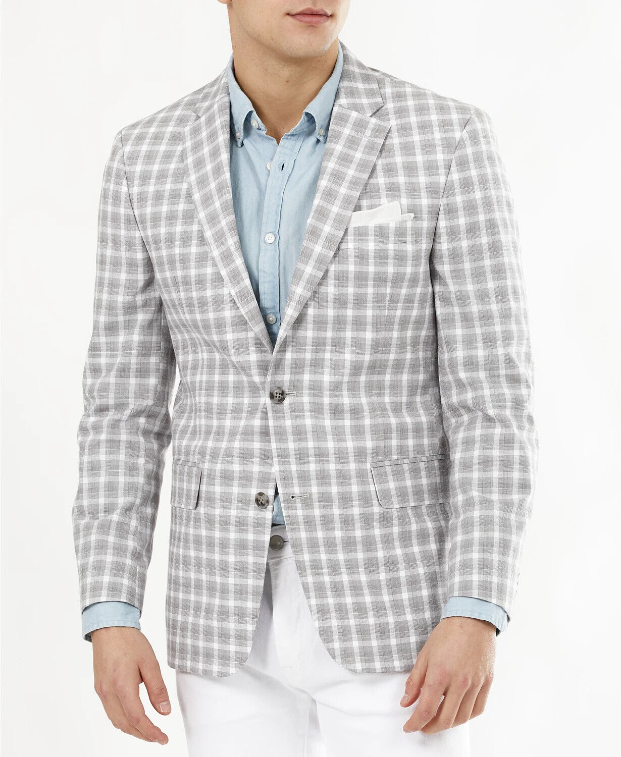 Tommy Hilfiger Men's Modern-Fit Tan & Gray Plaid Blazer 38R Sport Coat