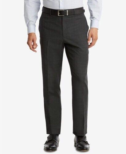 Tommy Hilfiger Modern-Fit TH Flex Performance Plaid Pants 34 x 34 Grey