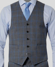 Lauren Ralph Lauren Mens Stretch Suit Vest Grey Blue Plaid Medium
