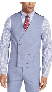 Lauren Ralph Lauren Men's Stretch Textured Double-Breasted Suit Vest Medium Blue