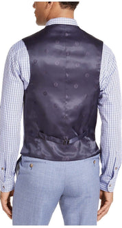 Lauren Ralph Lauren Men's Stretch Textured Double-Breasted Suit Vest Medium Blue