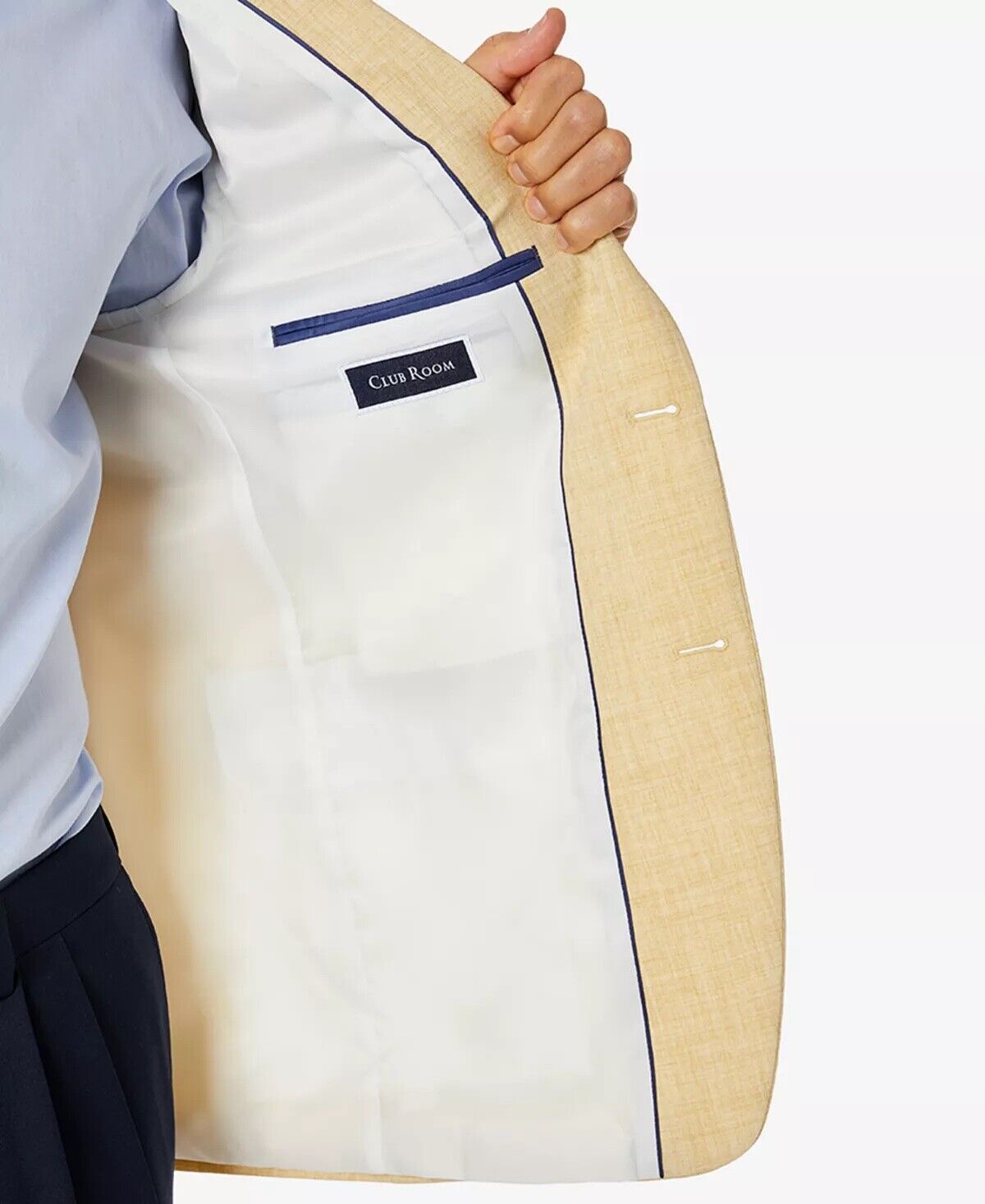 Club Room Men's Sport Coat Yellow 38R Classic-Fit Solid Blazer Two Button