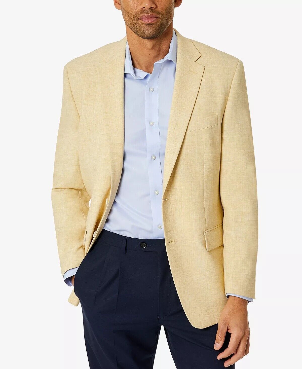 Club Room Men's Sport Coat Yellow 38R Classic-Fit Solid Blazer Two Button