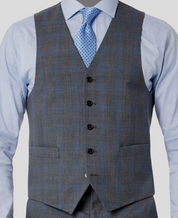 Lauren Ralph Lauren Men's Large Wool Stretch Suit Vest Grey Blue Plaid