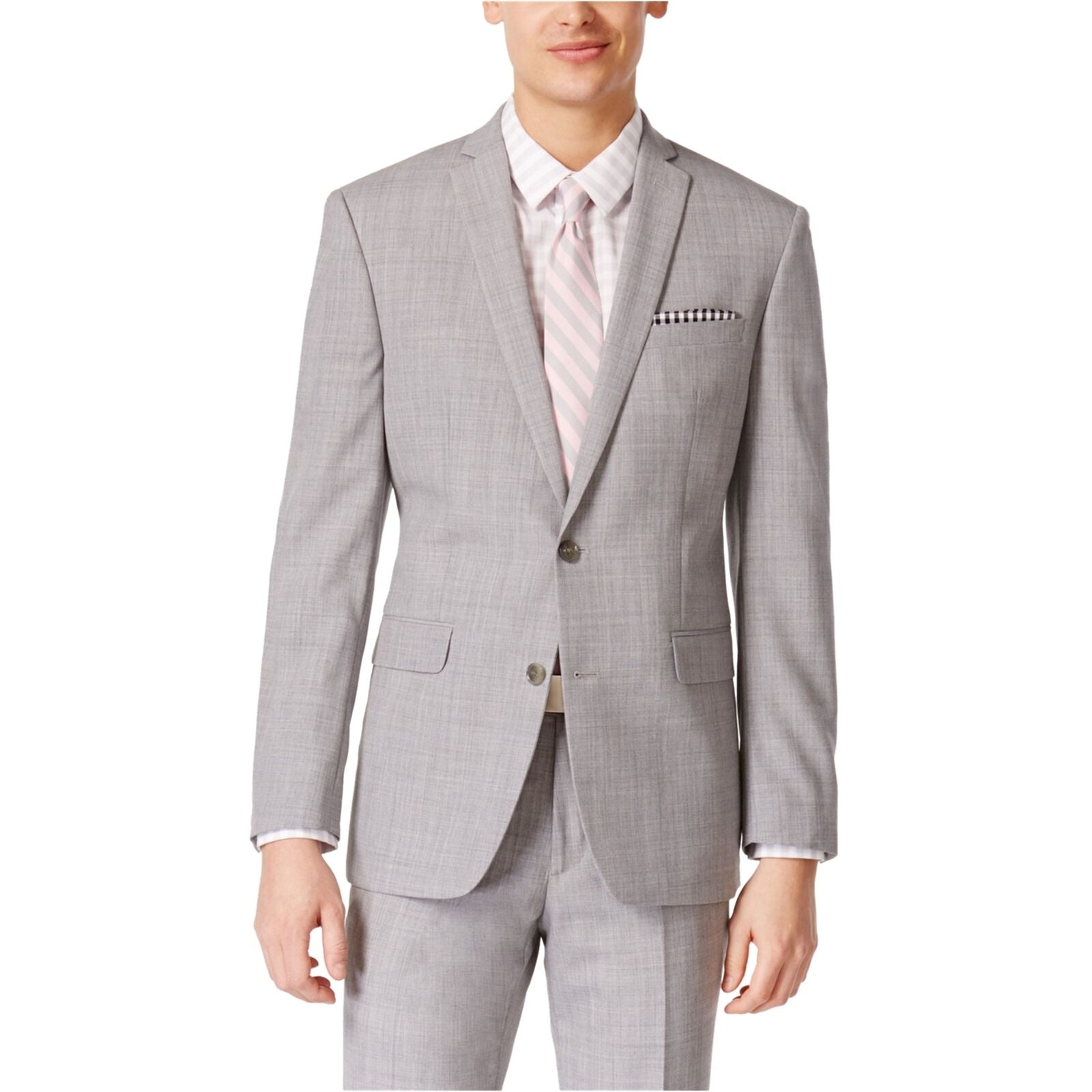 Bar III Men's Suit Jacket 44L Light Gray Slim Fit 2 Button