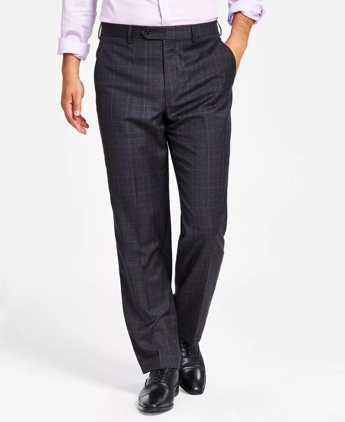 Lauren Ralph Lauren Ultraflex Classic Fit Wool Suit Pants Charcoal Plaid 42 x 30