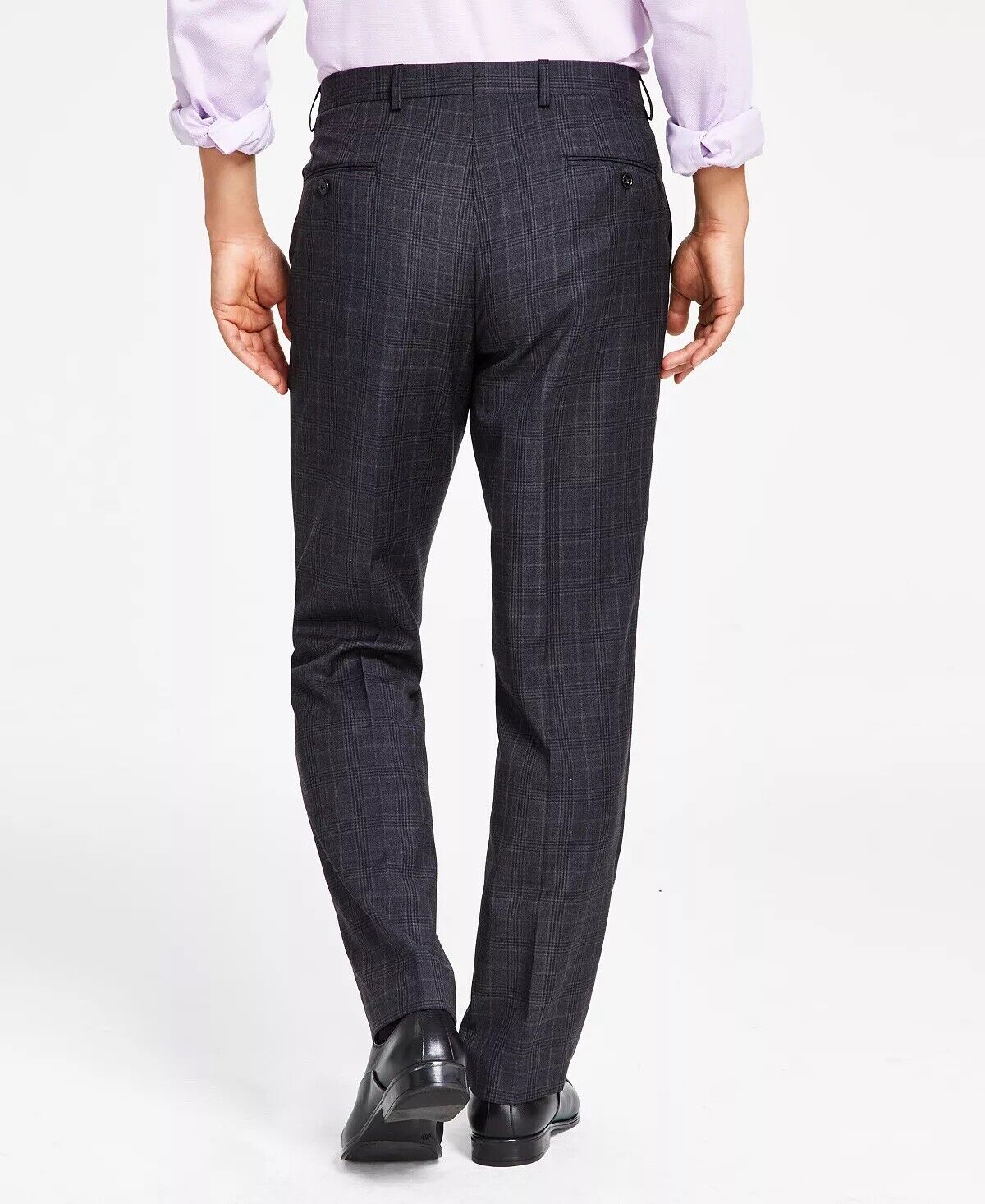 Lauren Ralph Lauren Ultraflex Classic Fit Wool Suit Pants Charcoal Plaid 42 x 30