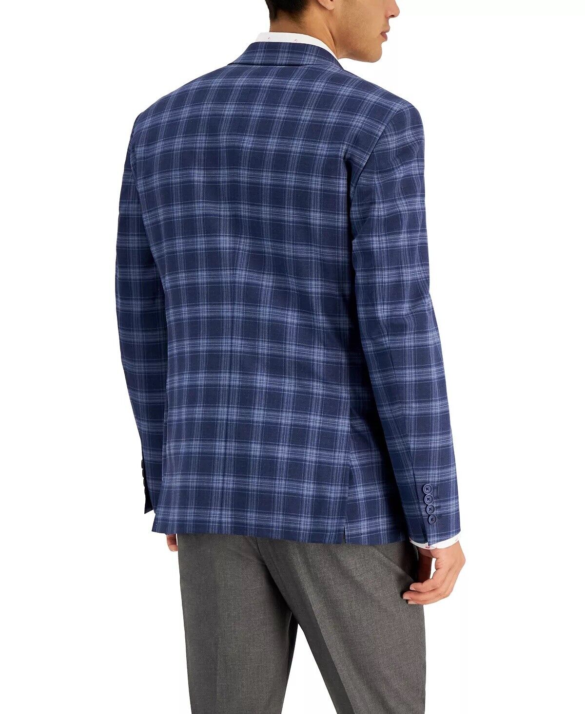 BAR III Men's Slim-Fit Patterned Blazer Grey Blue 40L Sport Coat