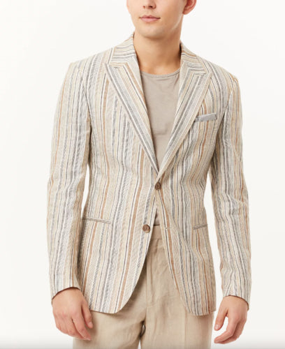 TALLIA Men's Metallic Stripe Slim Fit Blazer Large