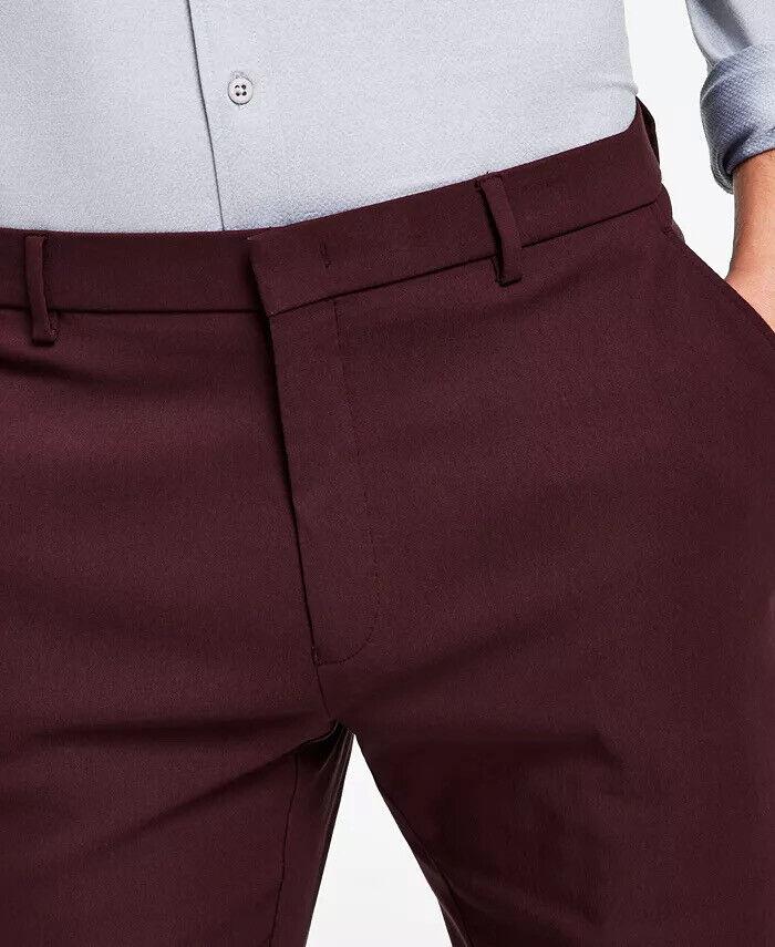 Tommy Hilfiger Mens Pants 34 x 34 Burgundy Modern Fit Comfort Performance