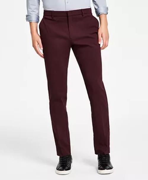 Tommy Hilfiger Mens Pants 34 x 34 Burgundy Modern Fit Comfort Performance