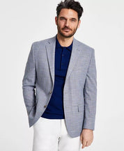 LAUREN RALPH LAUREN Men's Sport Coat 44L Classic-Fit UltraFlex Grey Blue Check
