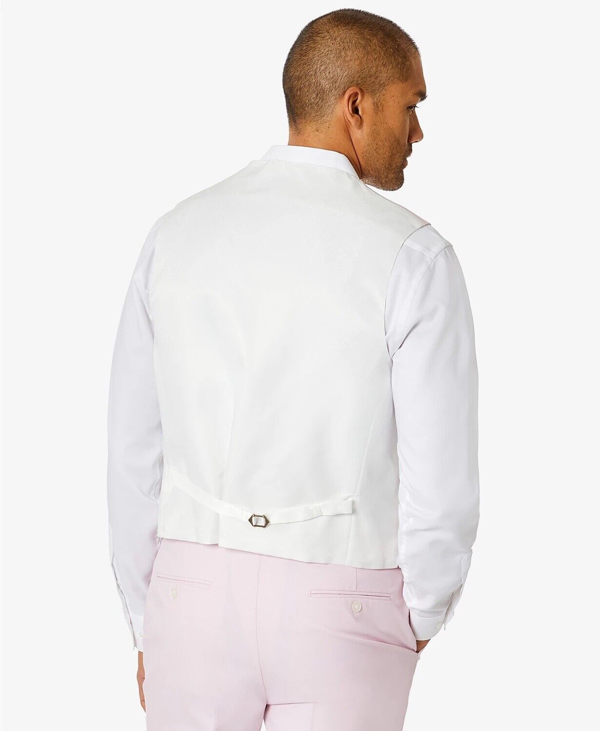 Tommy Hilfiger Modern-Fit TH Flex Chambray Suit Vest Large Light Pink