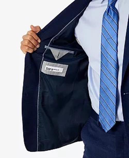 BAR III Men's Skinny-Fit Suit Jacket 44S Blue Plaid Sport Coat / 2 Button