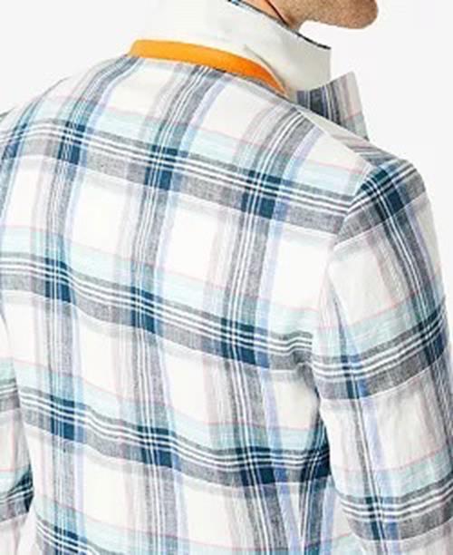 Tallia Men's Slim-Fit Multicolor Plaid Blazer 46L Blue Multi