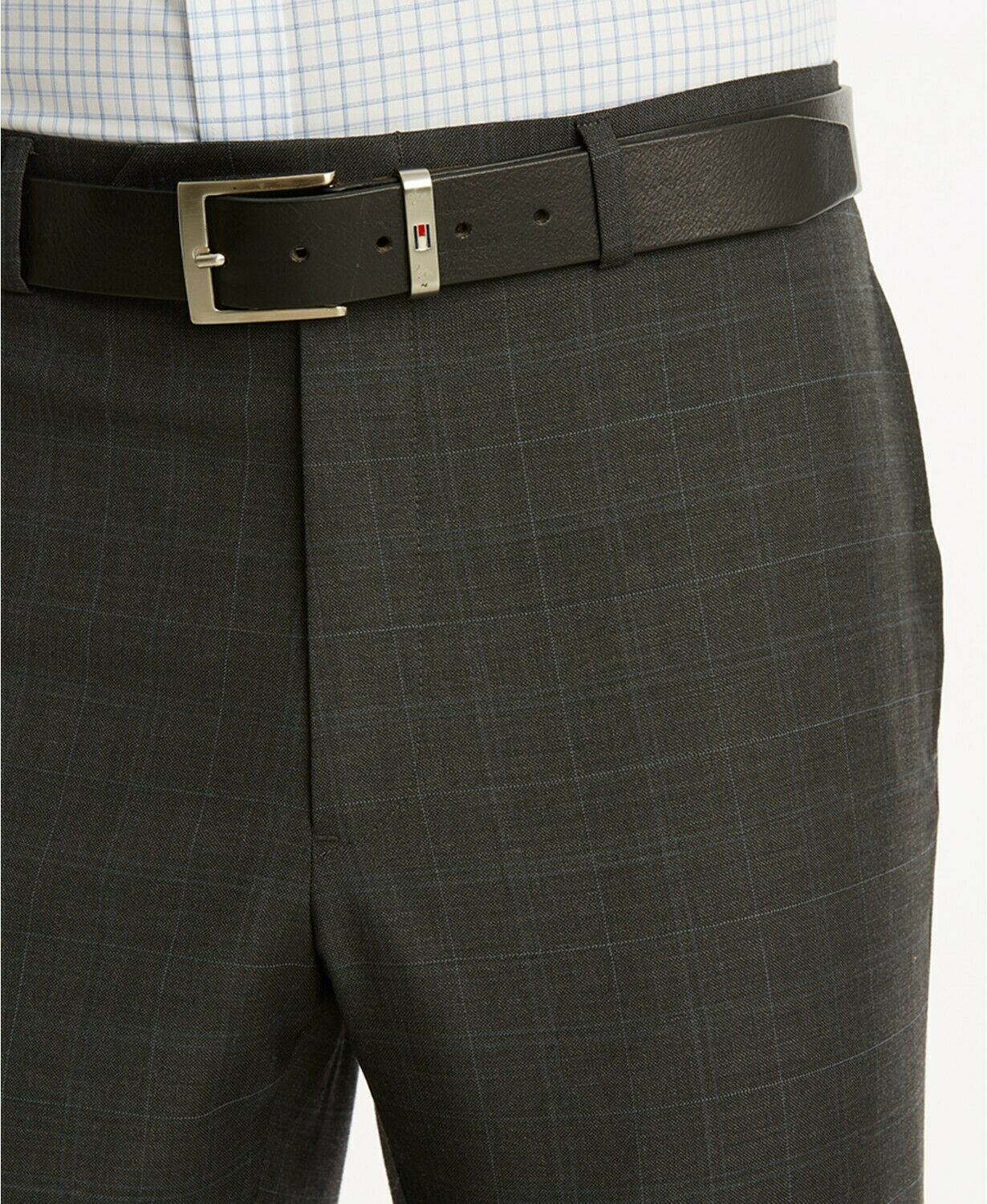 Tommy Hilfiger Mens Modern-Fit Performance Plaid Dress Pants 40 x 32 Grey