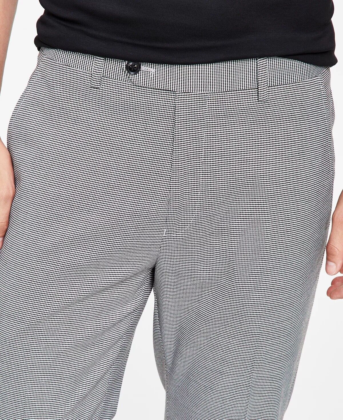 ALFANI Men's Slim-Fit Black & White Check Suit Dress Pants 34 x 32