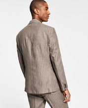 ALFANI Men's Slim-Fit Stripe Linen Suit Jacket 36S Brown / 2 Button