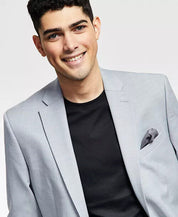 BAR III Men's Suit Jacket Solid Light Grey 46L Slim-Fit Sharkskin 2 Button