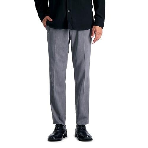 Kenneth Cole Mens Slim Fit Dress Pants 34 x 34 Grey / Blue Grid