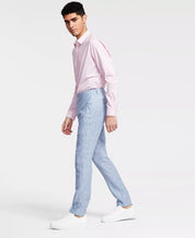 Bar Iii Mens Slim fit Dress Pants 30 / 32 Light Blue Solid Stretch Linen