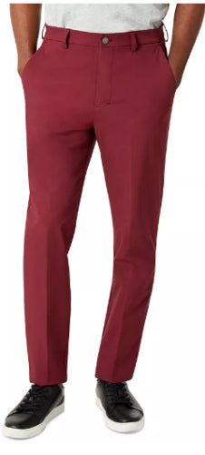 CALVIN KLEIN Men's Dress Pants 34 x 34 Burgundy Slim Fit Tech Solid Performance