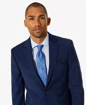 BAR III Men's Skinny-Fit Suit Jacket 44R Blue Plaid Sport Coat / 2 Button