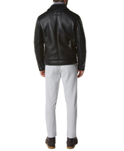 Marc New York Men's Asymmetrical Moto Jacket Faux-Shearling Collar Black XL