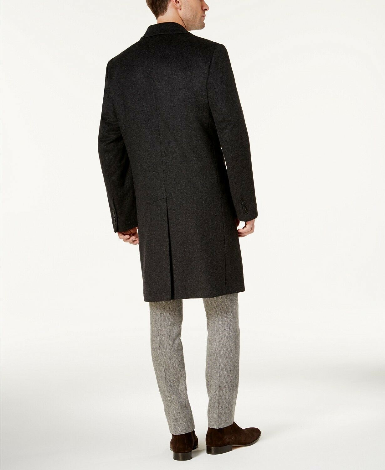 Michael Kors Madison Luxury Italian Modern-Fit Overcoat 46L Charcoal Grey