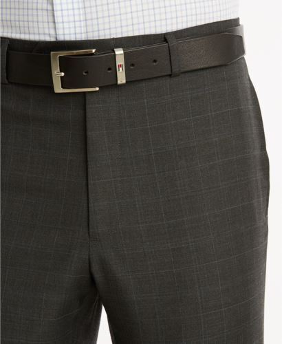 Tommy Hilfiger Modern-Fit TH Flex Performance Plaid Pants 33 x 32 Grey