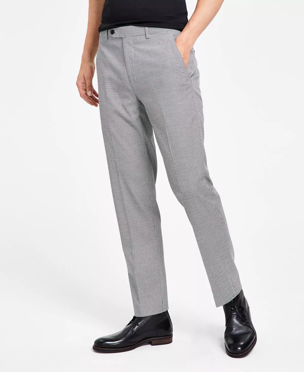 ALFANI Men's Slim-Fit Black & White Check Suit Dress Pants 32 x 34