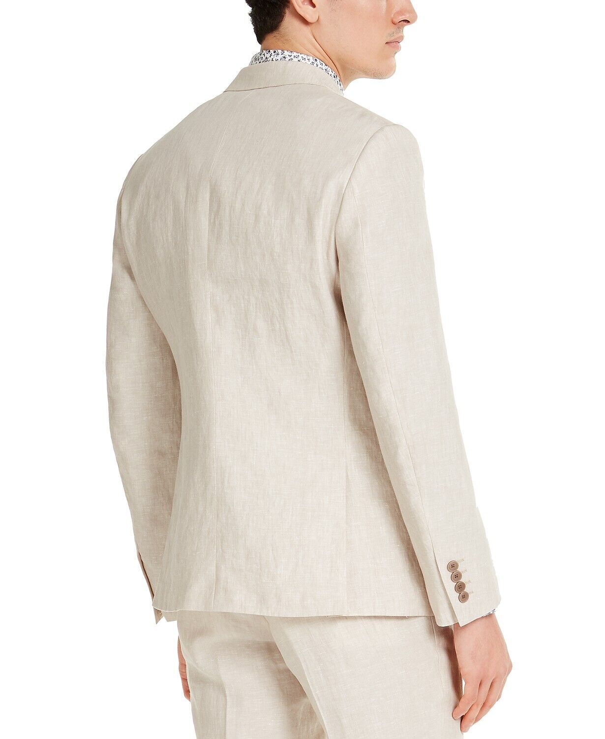 Bar III Men's Slim-Fit Tan Linen Double-Breasted Suit Jacket 40R