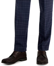 HUGO BOSS Men's Slim-Fit Navy Blue Plaid Wool Dress Pants 32 x 32
