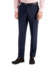 HUGO BOSS Men's Slim-Fit Navy Blue Plaid Wool Dress Pants 32 x 32