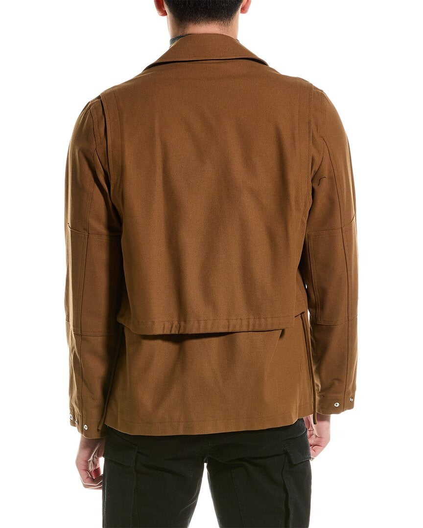 Helmut Lang Mens Cotton Twill Coach Jacket Medium Brown