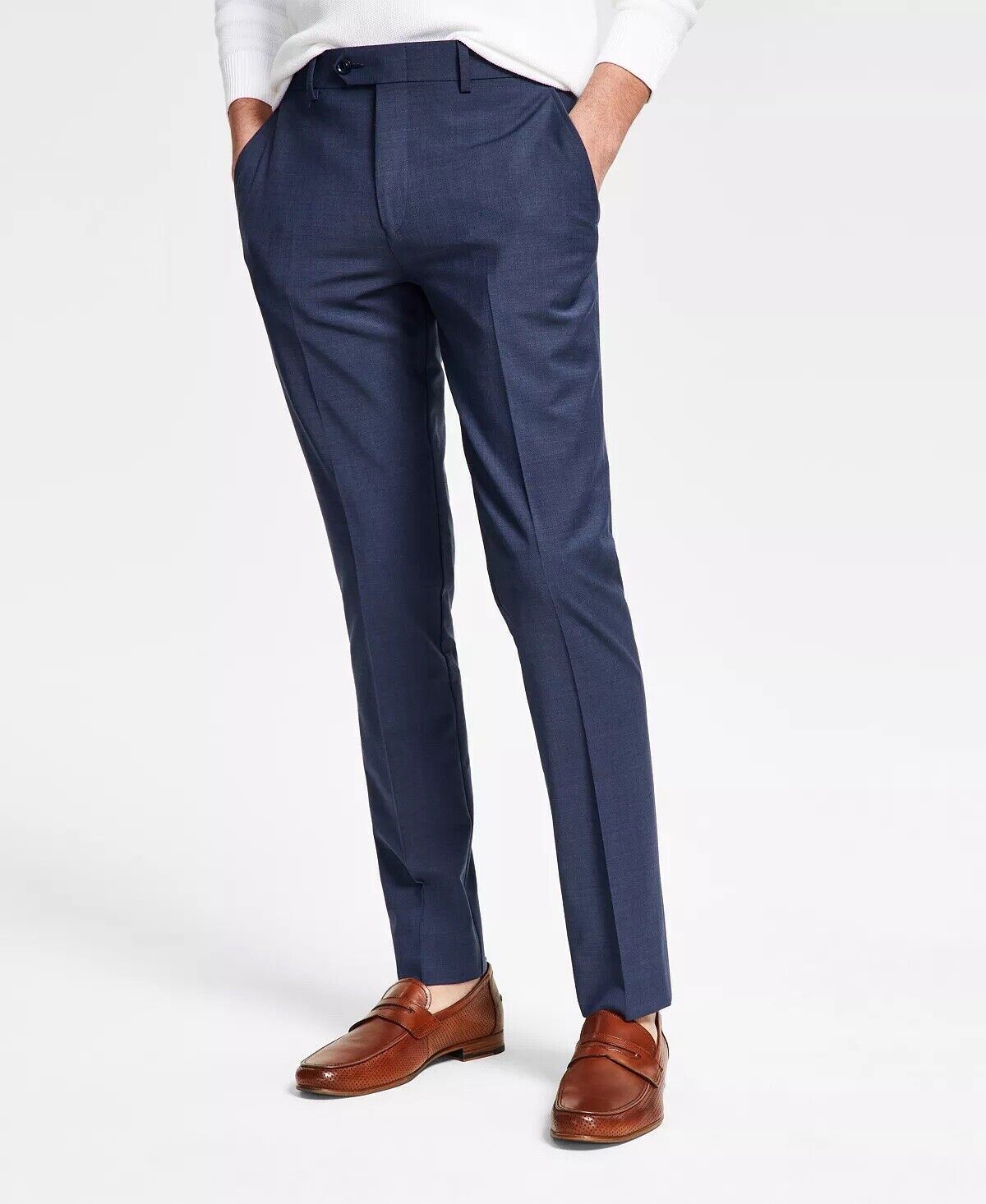 Bar Iii Men's Slim-Fit Solid Suit Dress Pants Blue 32 x 34 Flat Front Pant
