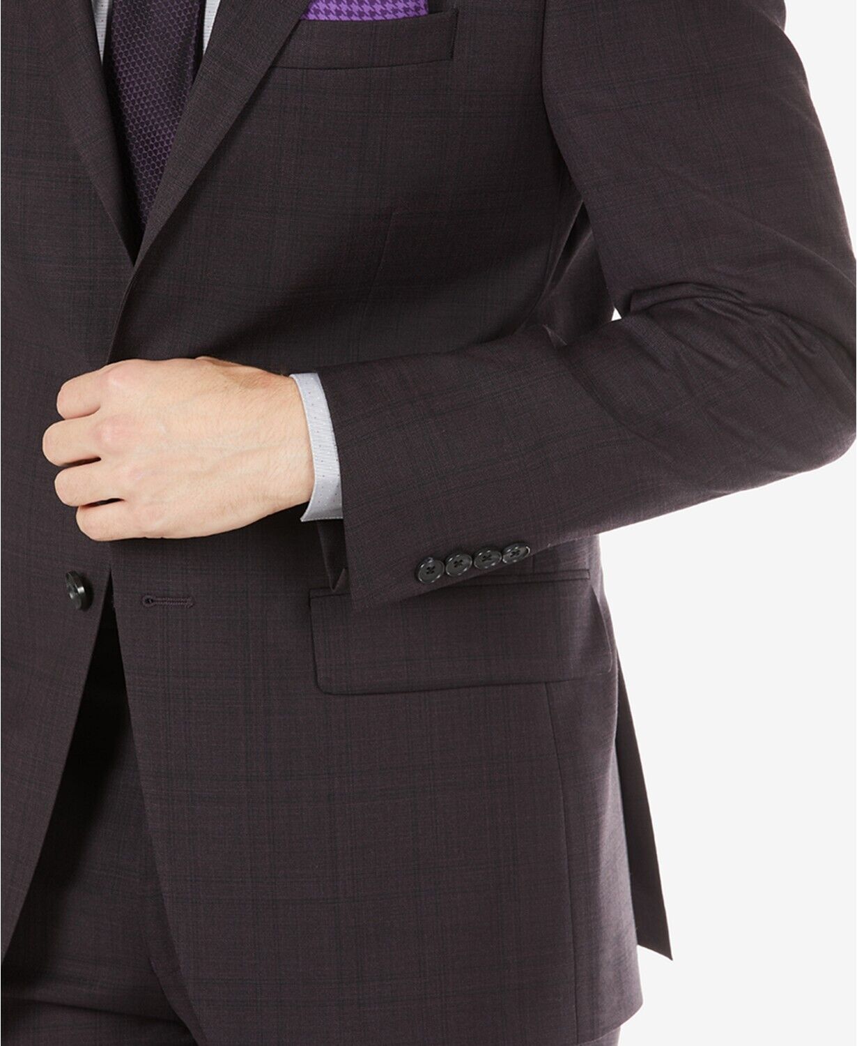 Calvin Klein Mens Wool Blend Skinny Fit Sport Coat Blazer Eggplant Purple 36S