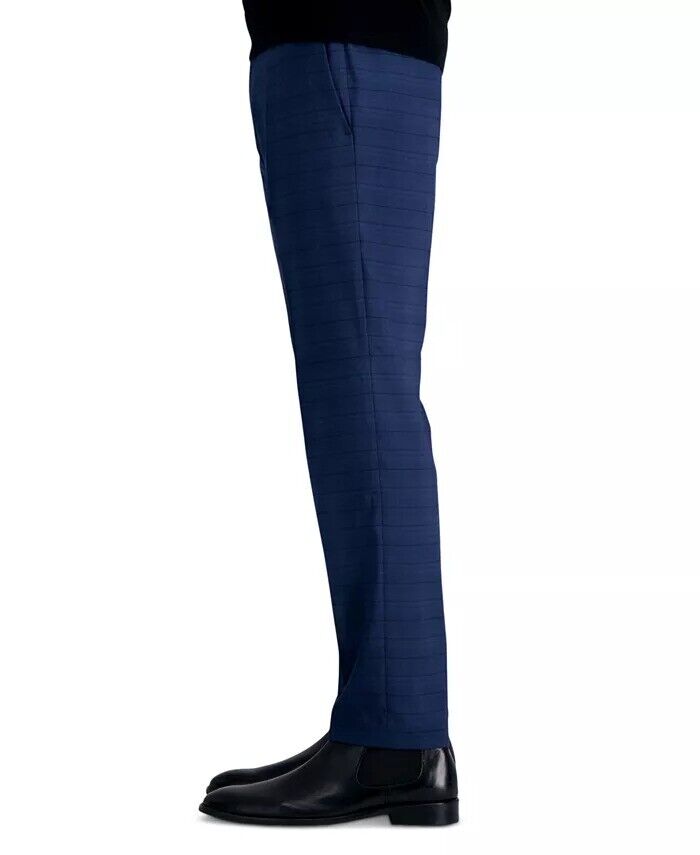 Kenneth Cole Reaction Mens Slim fit Dress Pants 33 / 32 Navy Blue Plaid
