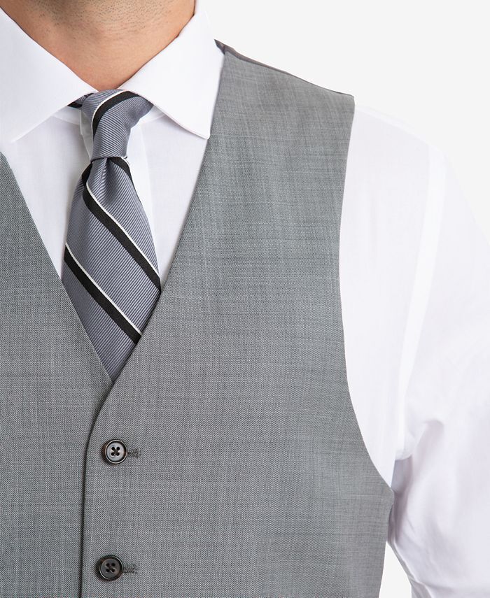 LAUREN RALPH LAUREN Men's UltraFlex Light Grey Sharkskin Wool Vest Small