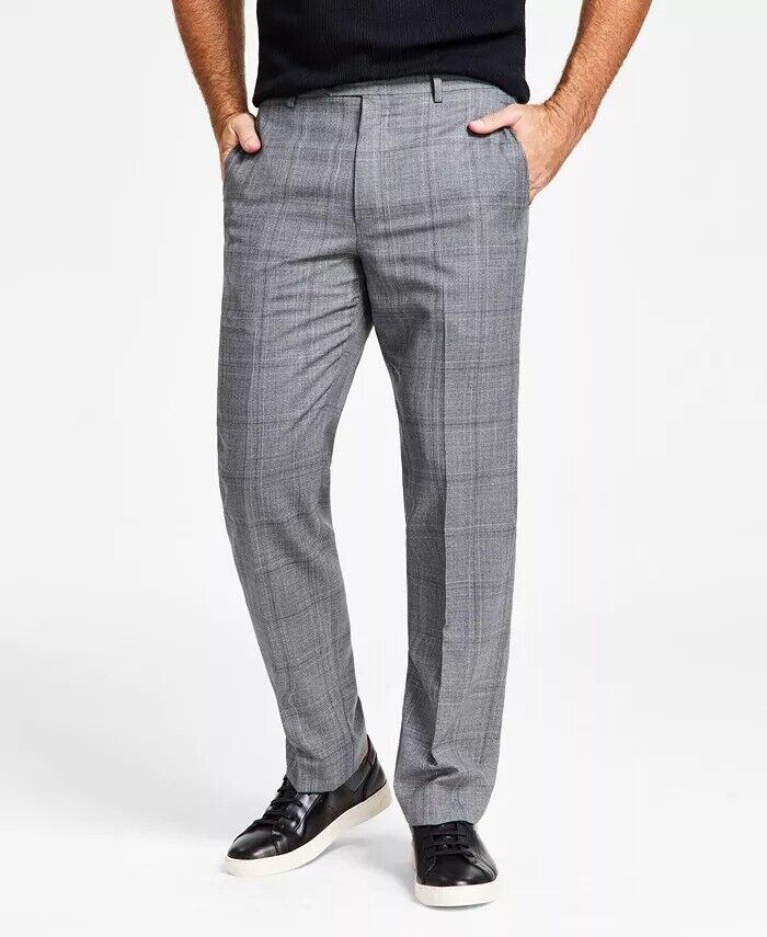 Ralph Lauren Men's Classic Fit Wool Light Grey Plaid Dress Pants 32 x 32