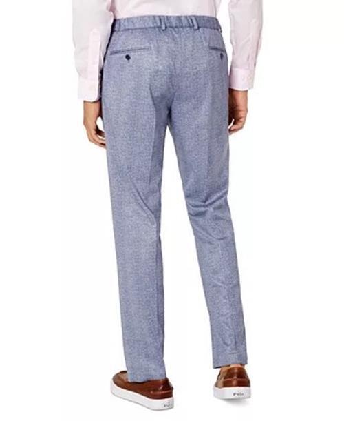 TALLIA Men's Slim-Fit Knit Suit Dress Pants Blue 34 X 32 Plaid