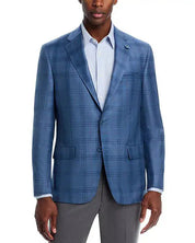 Hart Schaffner Marx Mens Classic fit Sport Coat Blazer 46 L Blue Plaid