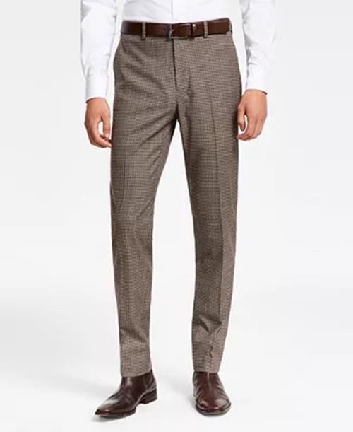 BAR III Men's Dress Pants 30 x 32 Burgundy Black Skinny Fit Check Extra Slim