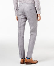 Bar III Light Gray Chambray Slim-Fit Pants 30 x 30 Grey LINEN Flat Front