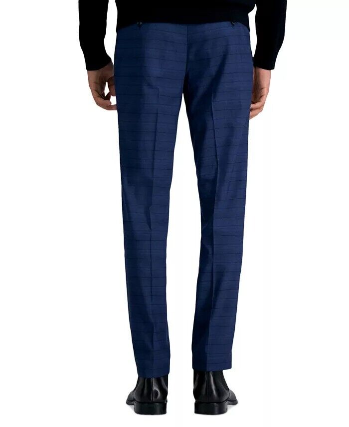 KENNETH COLE Men's Slim-Fit Stretch Dress Pants 30 x 30 Blue Windowpane