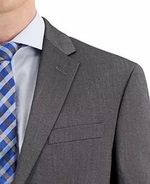 Kenneth Cole Reaction Techni-Cole Silver Suit Slim Fit Jacket 40R 2 Button