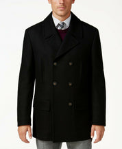 Lauren Ralph Lauren Mens Luke Wool Blend Classic Fit Peacoat Coat Black 42L