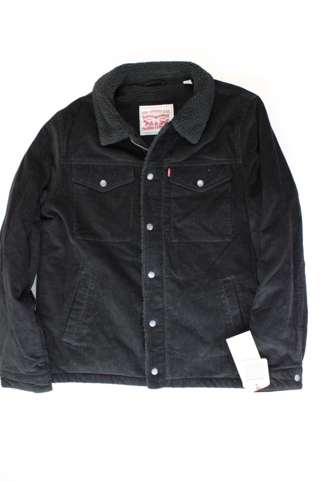 LEVI'S Men's Fleece-Lined Trucker Jacket Small Solid Black