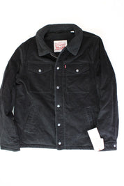 LEVI'S Men's Fleece-Lined Trucker Jacket Small Solid Black